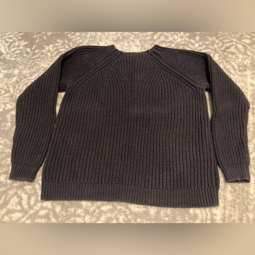 J. Crew Black Ribbed Crew Neck Sweater
